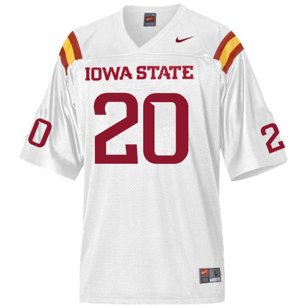 Men #20 Hayes Gibson Iowa State Cyclones College Football Jerseys Sale-White - Click Image to Close